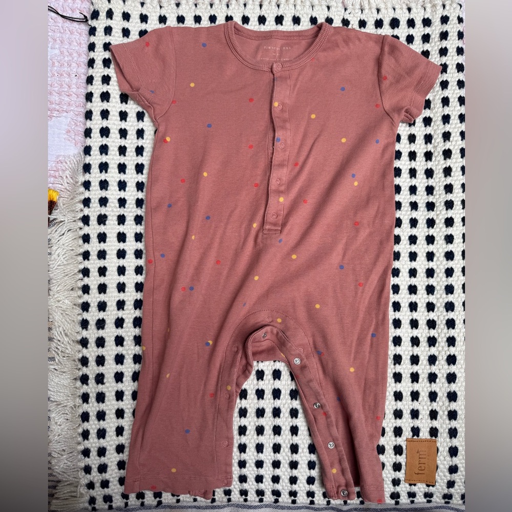 Pink and Red Bodysuit One Piece with Polka Dots